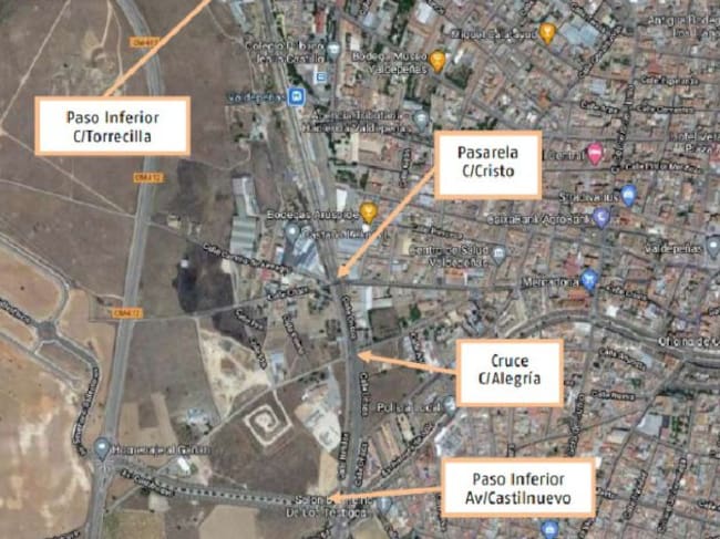 Imagen de los pasos subterráneos en esta zona de Valdepeñas (Ciudad Real)