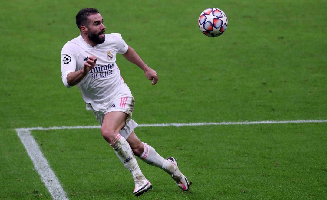 Dani Carvajal, en un encuentro del Real Madrid en la Liga de Campeones.