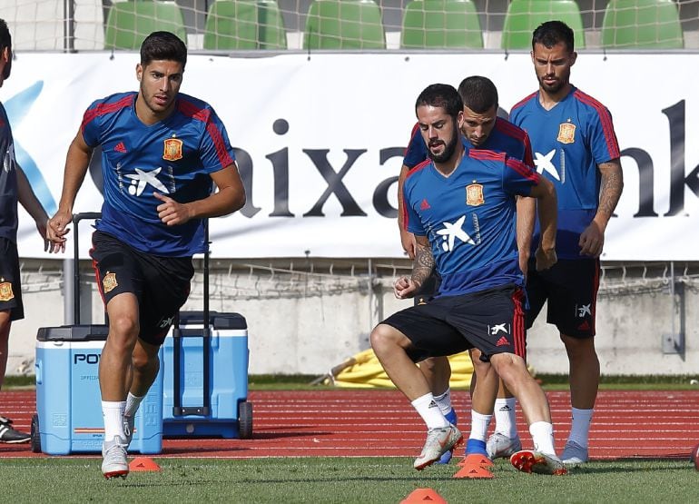 Isco y Asensio, durante un entrenamiento