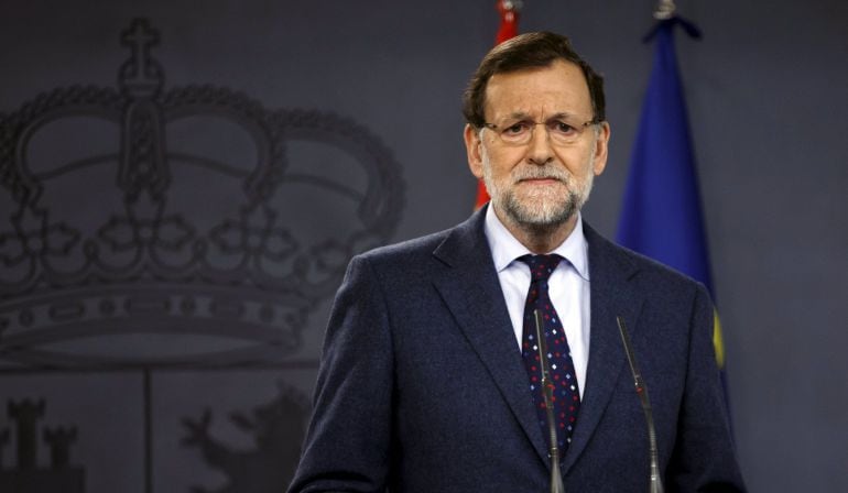 El presidente del Gobierno, Mariano Rajoy, durante una comparecencia en Moncloa