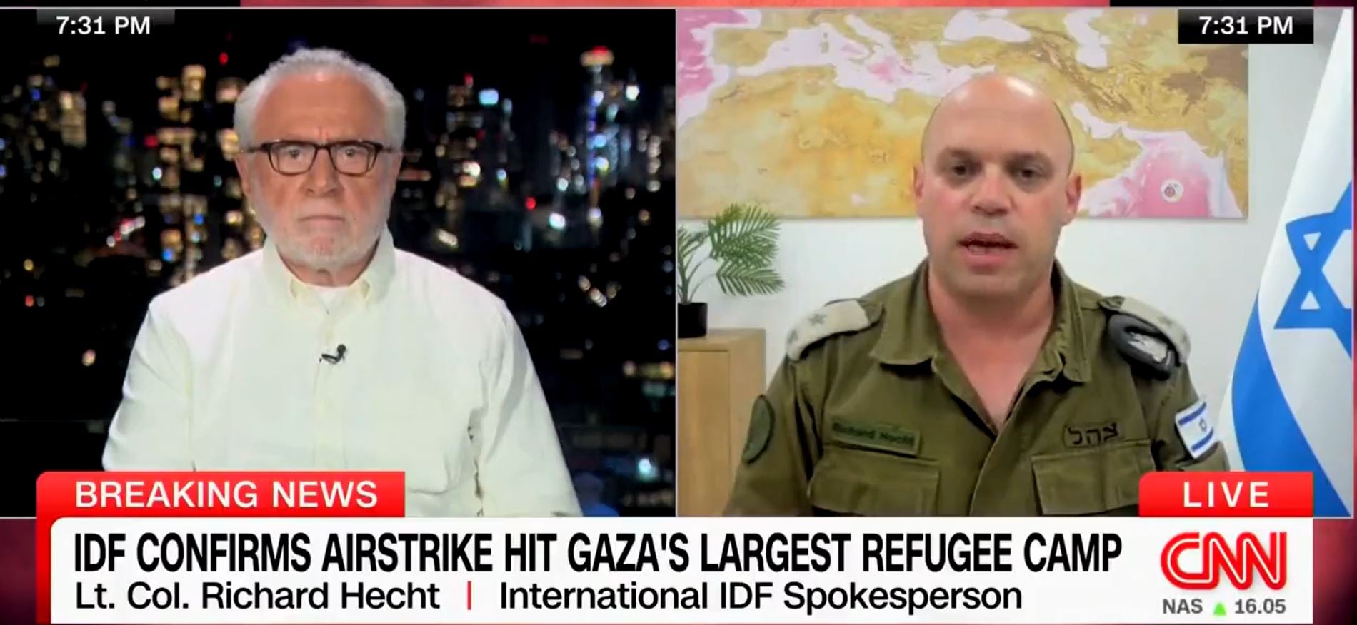 Imagen de la entrevista en la CNN con un teniente del ejército de Israel