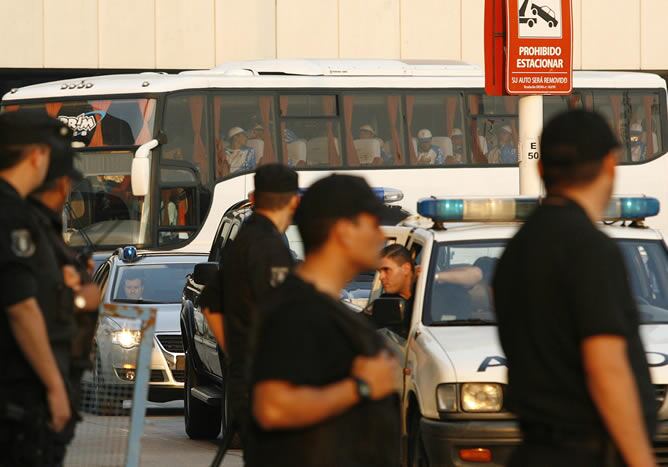 La delegación olímpica, a su llegada al aeropuerto internacional de Buenos Aires.