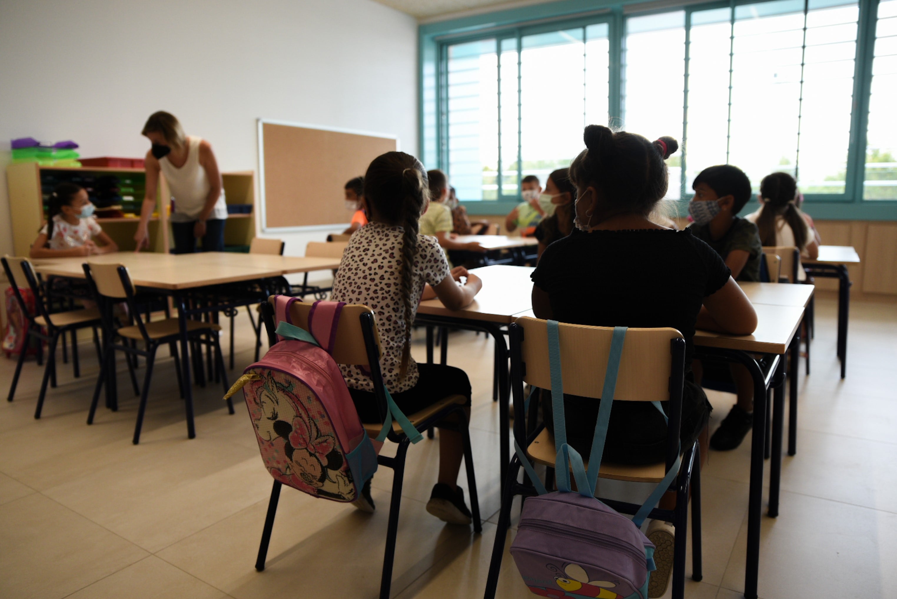 El aula de un colegio en València en una imagen de archivo.