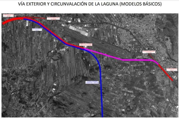 Las líneas roja y rosada es la circunvalación