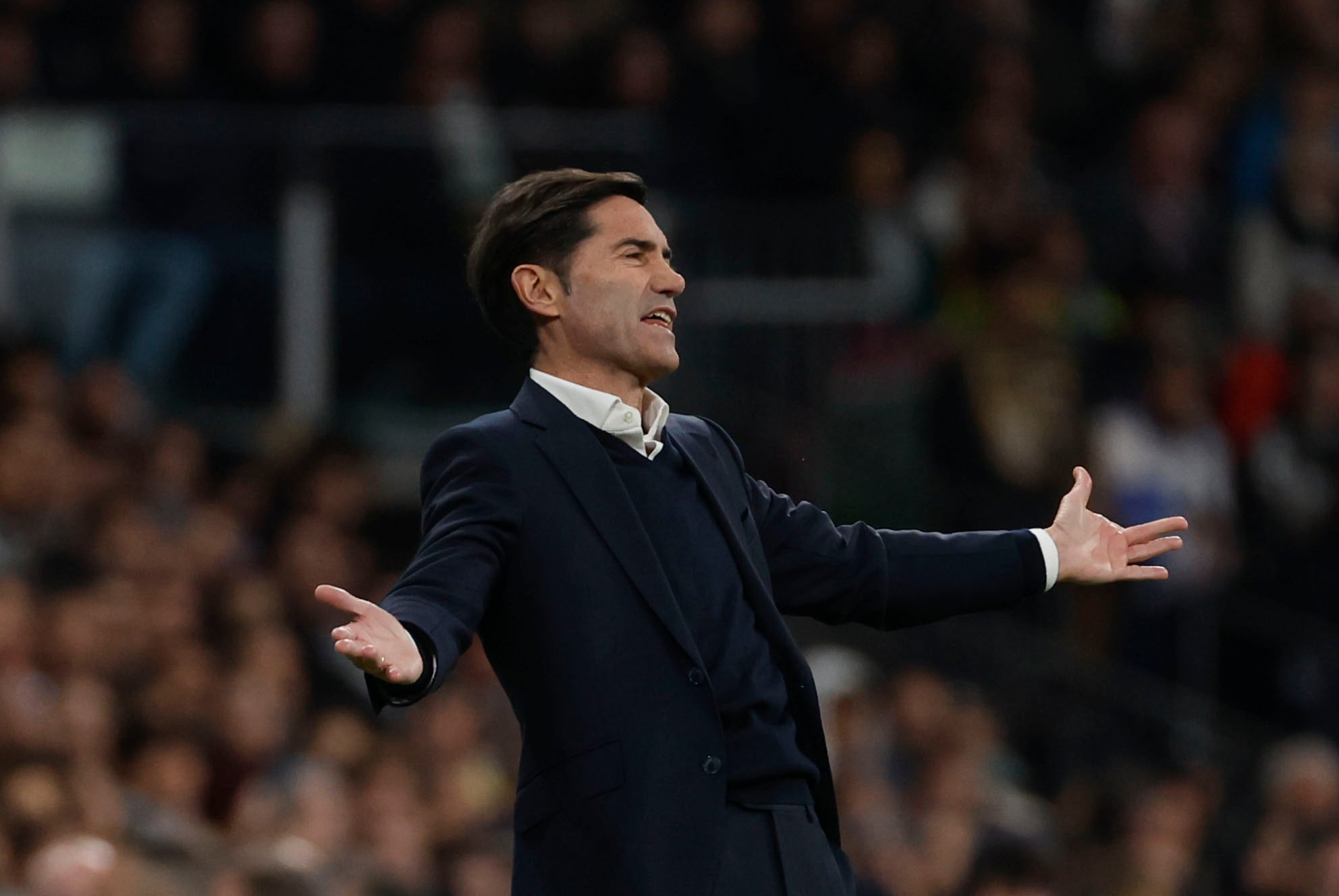 MADRID, 17/12/2023.- El entrenador del Villarreal Marcelino García Toral durante el partido de la jornada 17 de Liga en Primera División que Real Madrid y Villarreal CF disputan hoy domingo en el estadio Santiago Bernabéu. EFE/Daniel González
