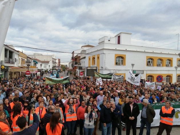 Concentración de agricultores en Adamuz (Córdoba).