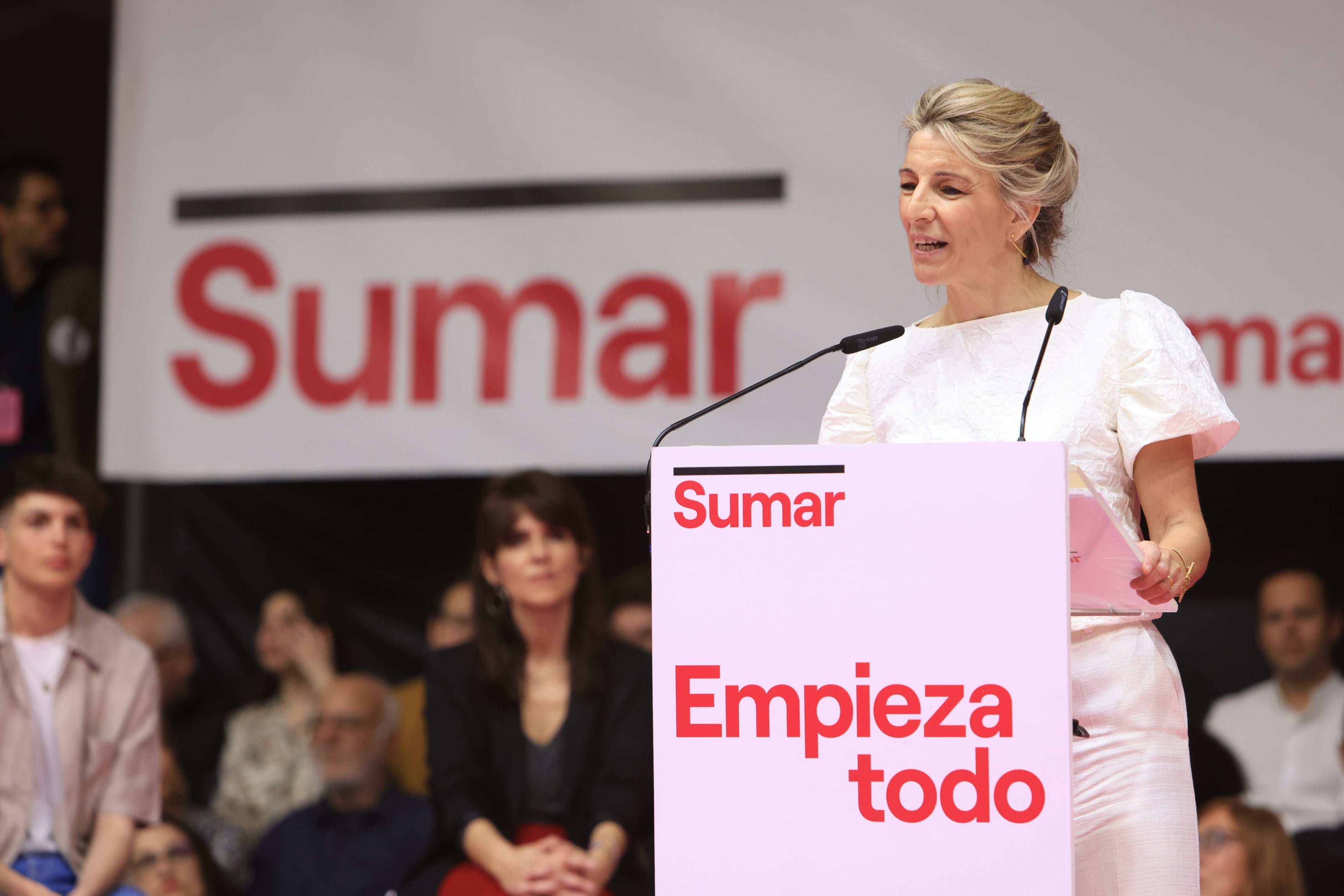 Yolanda Díaz en la presentación oficial de su candidatura a las generales con Sumar