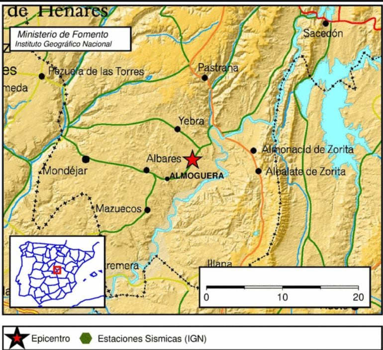 Epicentro del sismo en Almoguera