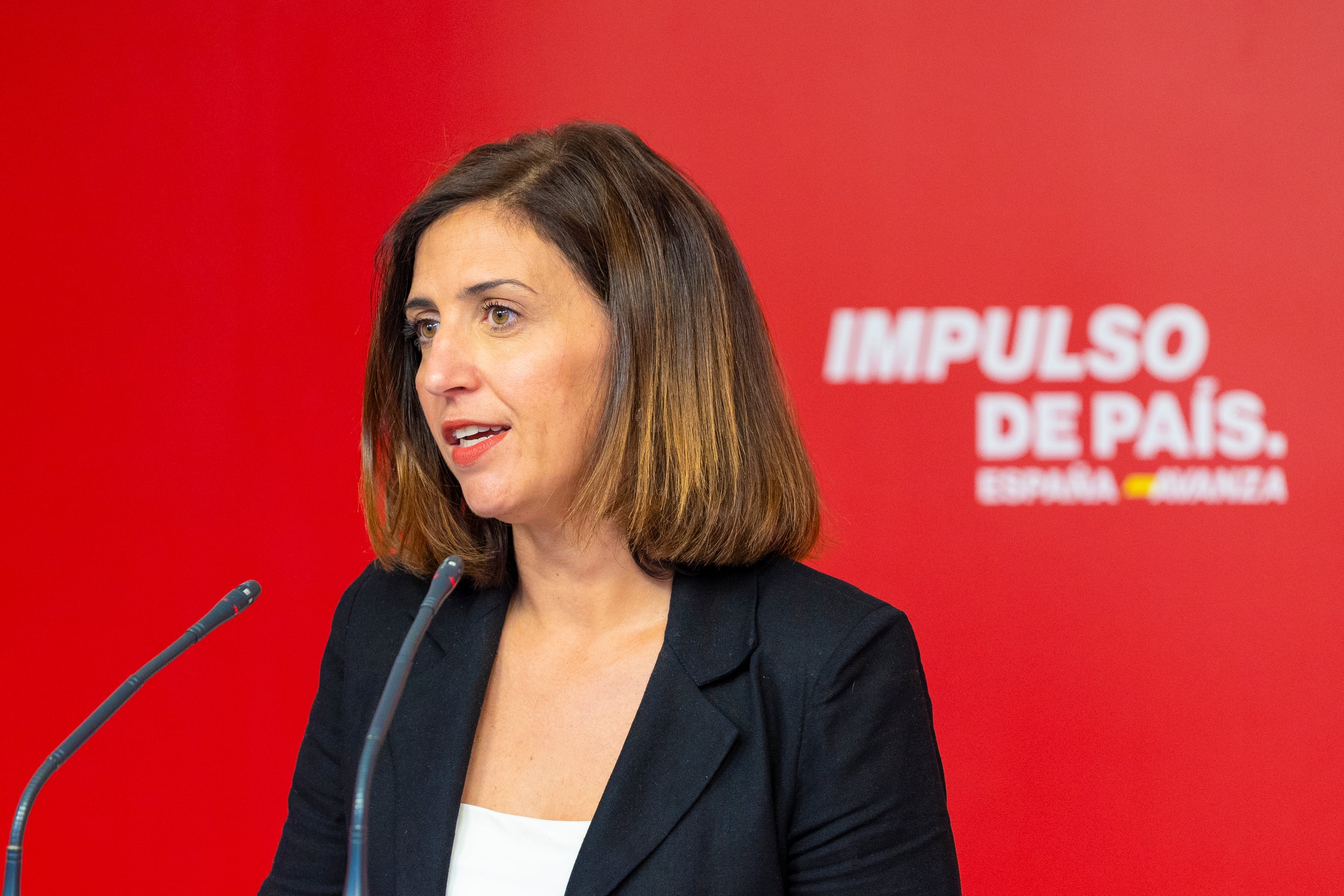 MADRID , 01/07/2024.- La portavoz de la Comisión Ejecutiva Federal del PSOE, Esther Peña, ofrece una rueda de prensa este lunes en la sede del PSOE en Ferraz. EFE/PSOE/Eva Ercolanese SOLO USO EDITORIAL/SOLO DISPONIBLE PARA ILUSTRAR LA NOTICIA QUE ACOMPAÑA (CRÉDITO OBLIGATORIO)
