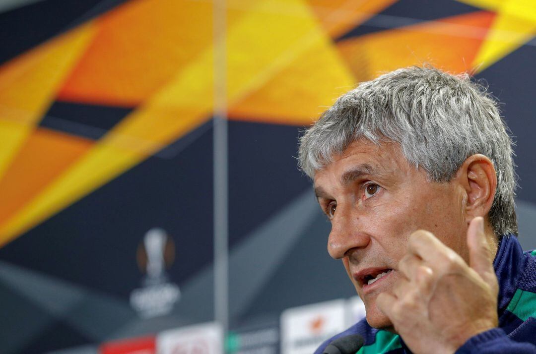 Setién, durante la rueda de prensa. 