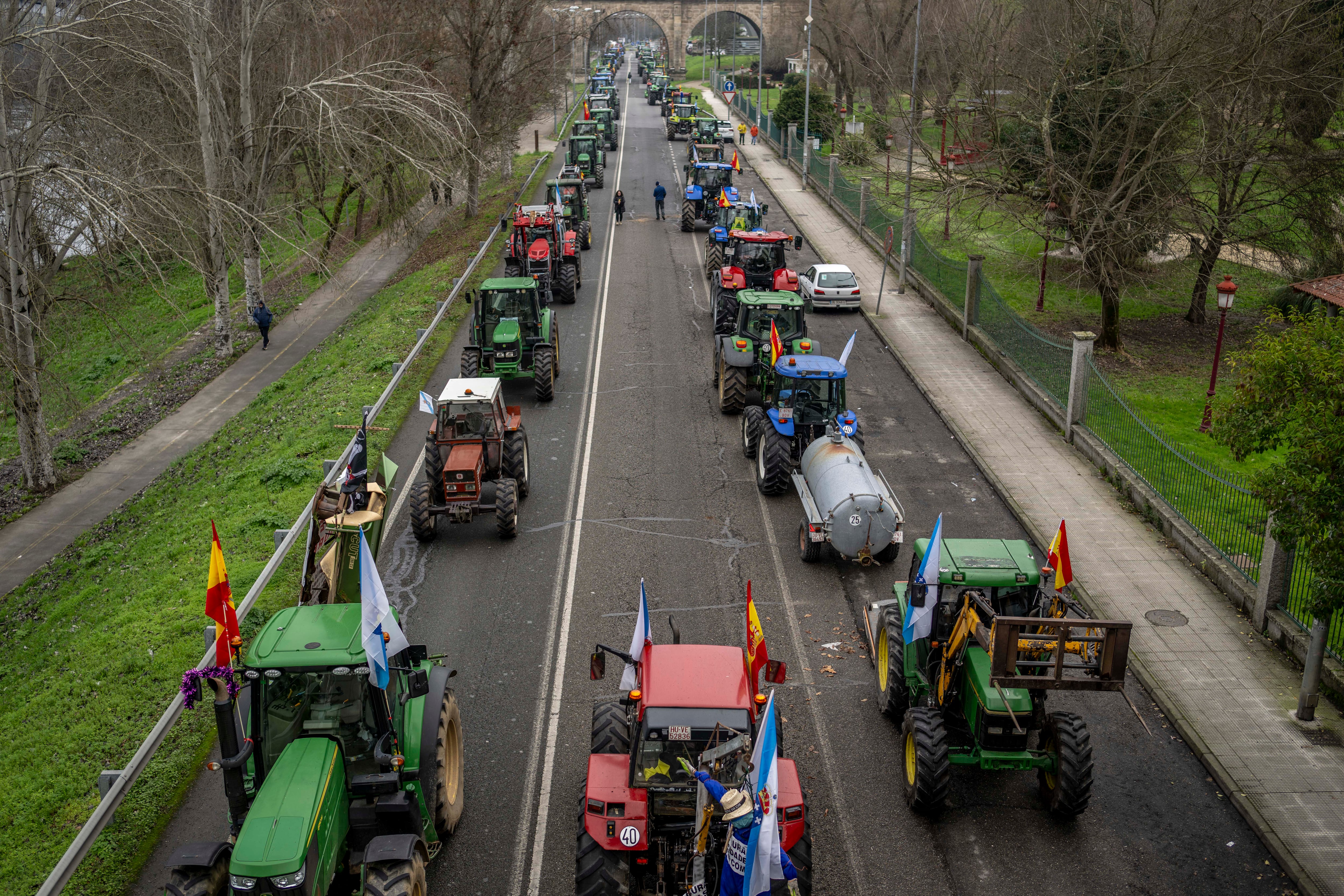 Los tractores bloquearon durante una semana uno de los principales accesos a la ciudad de Ourense