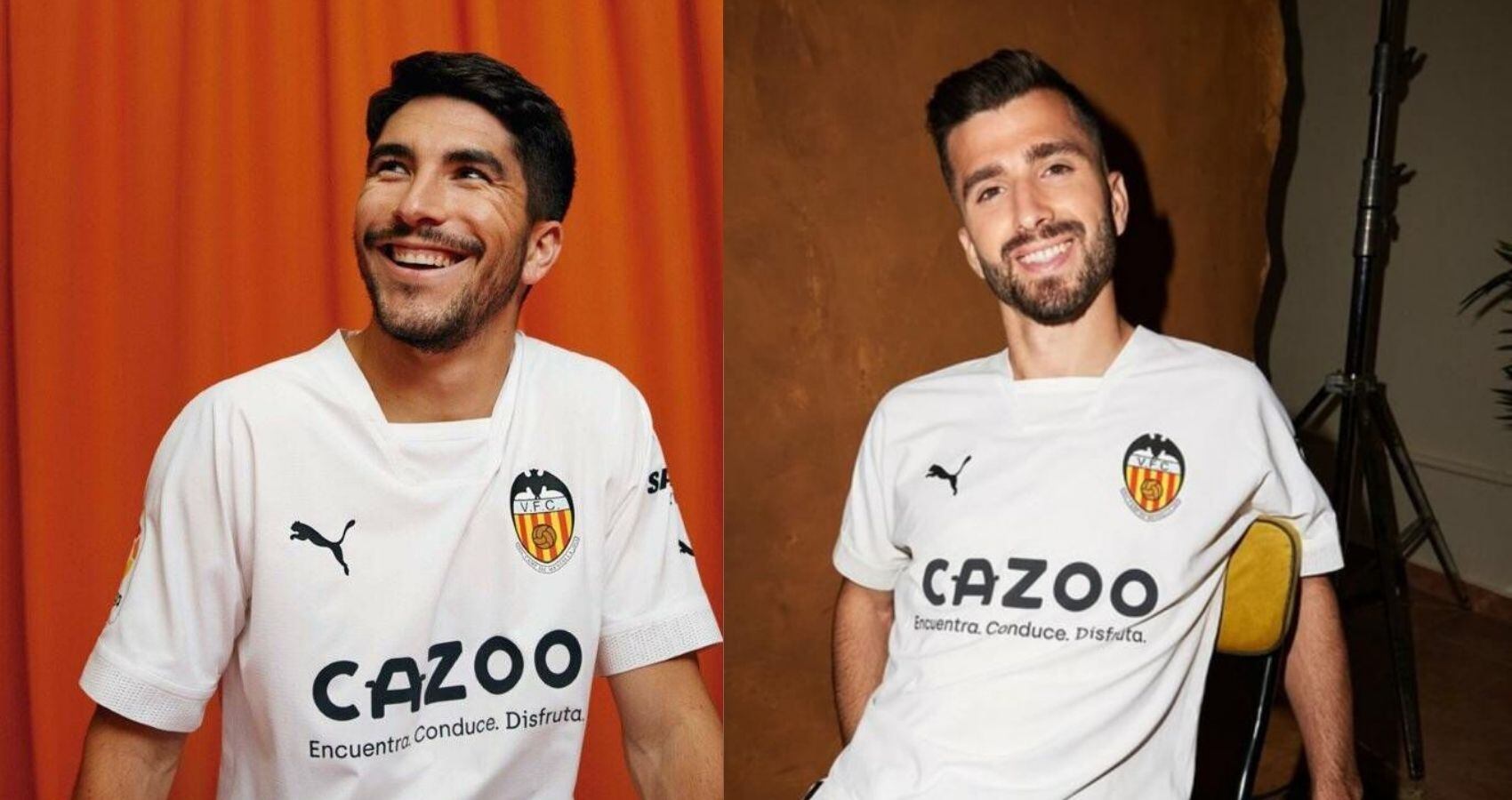 Carlos Soler y José Luis Gayá, luciendo la nueva camiseta del Valencia CF