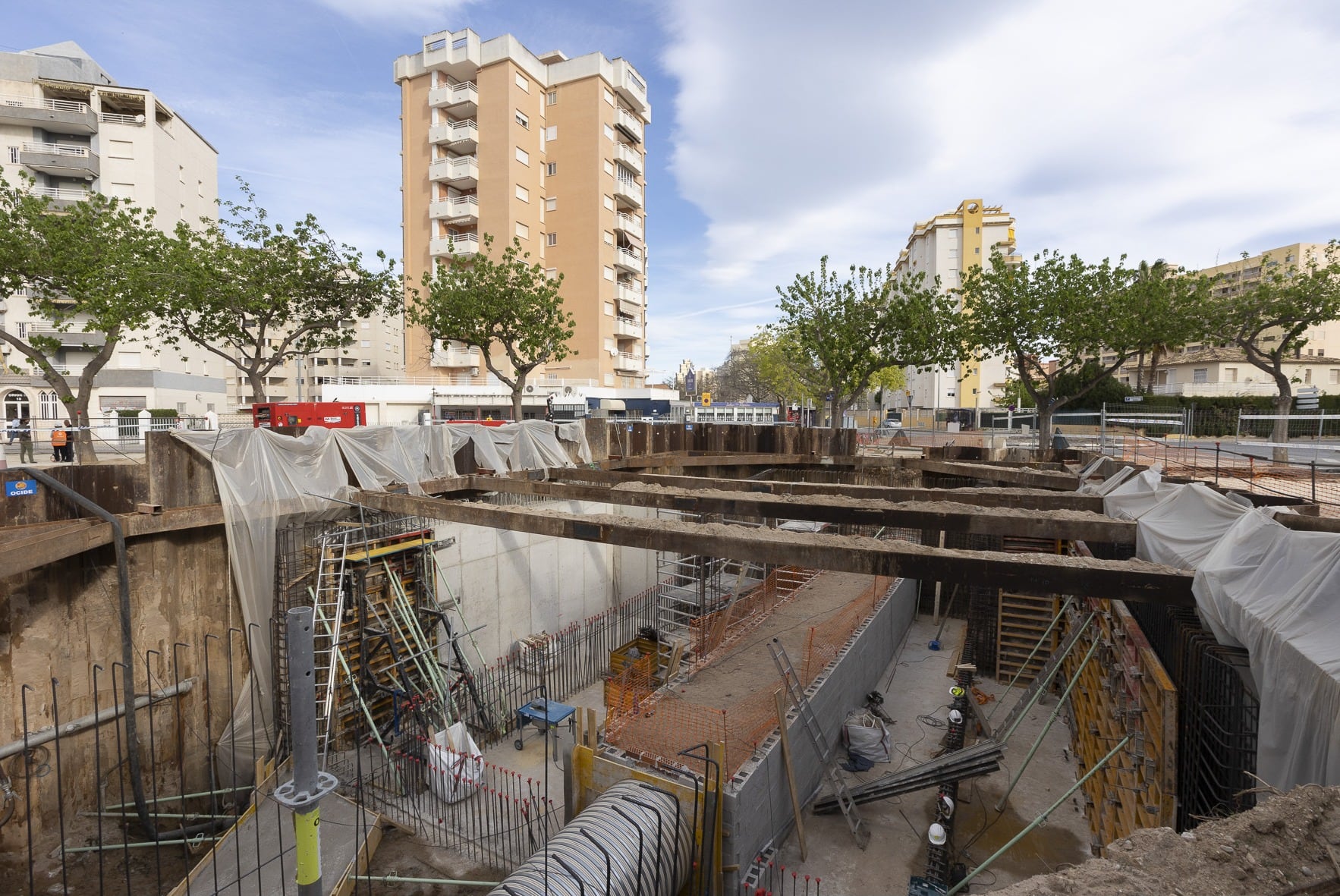 Obras del depósito de Aguas Pluviales de El Clot de la Mota en Gandia.