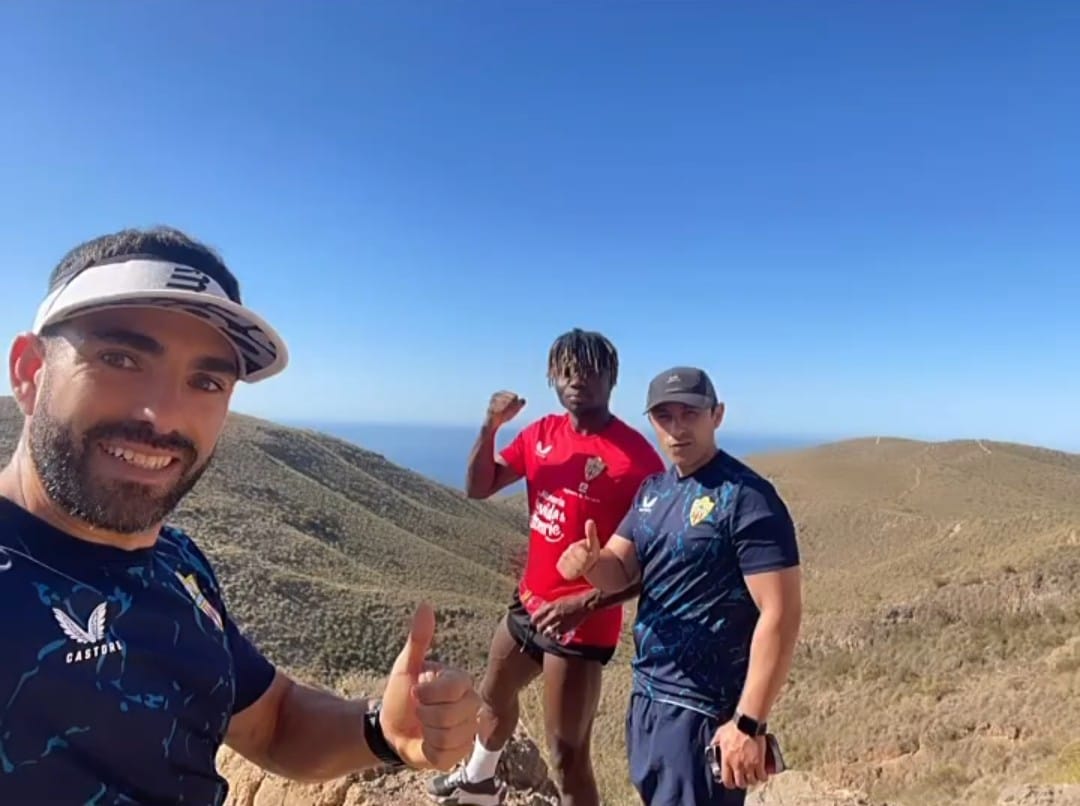 Álvaro Cano, El Bilal Touré y Pedro Serrano.