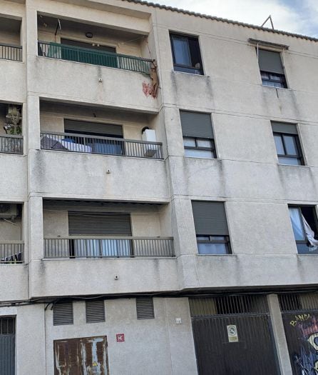 El animal colgando de un tercer piso antes de ser rescatado