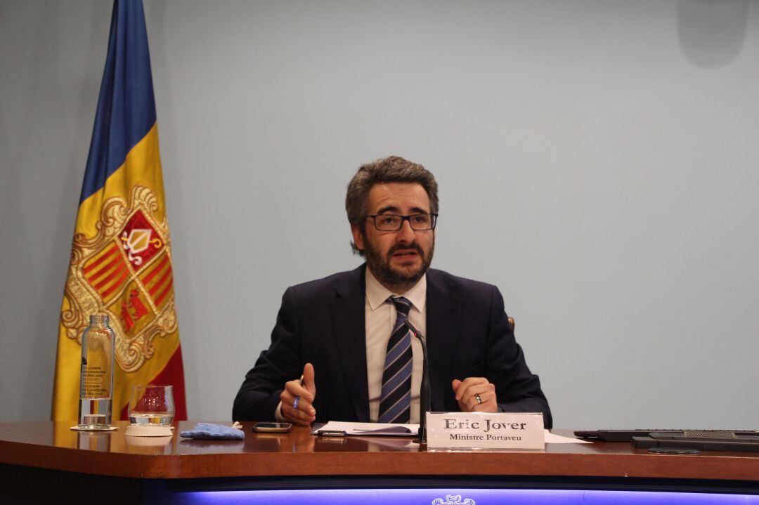 El ministre Portaveu del Govern, Eric Jover, en la roda de premsa posterior al consell de ministres d'aquest dimecres.