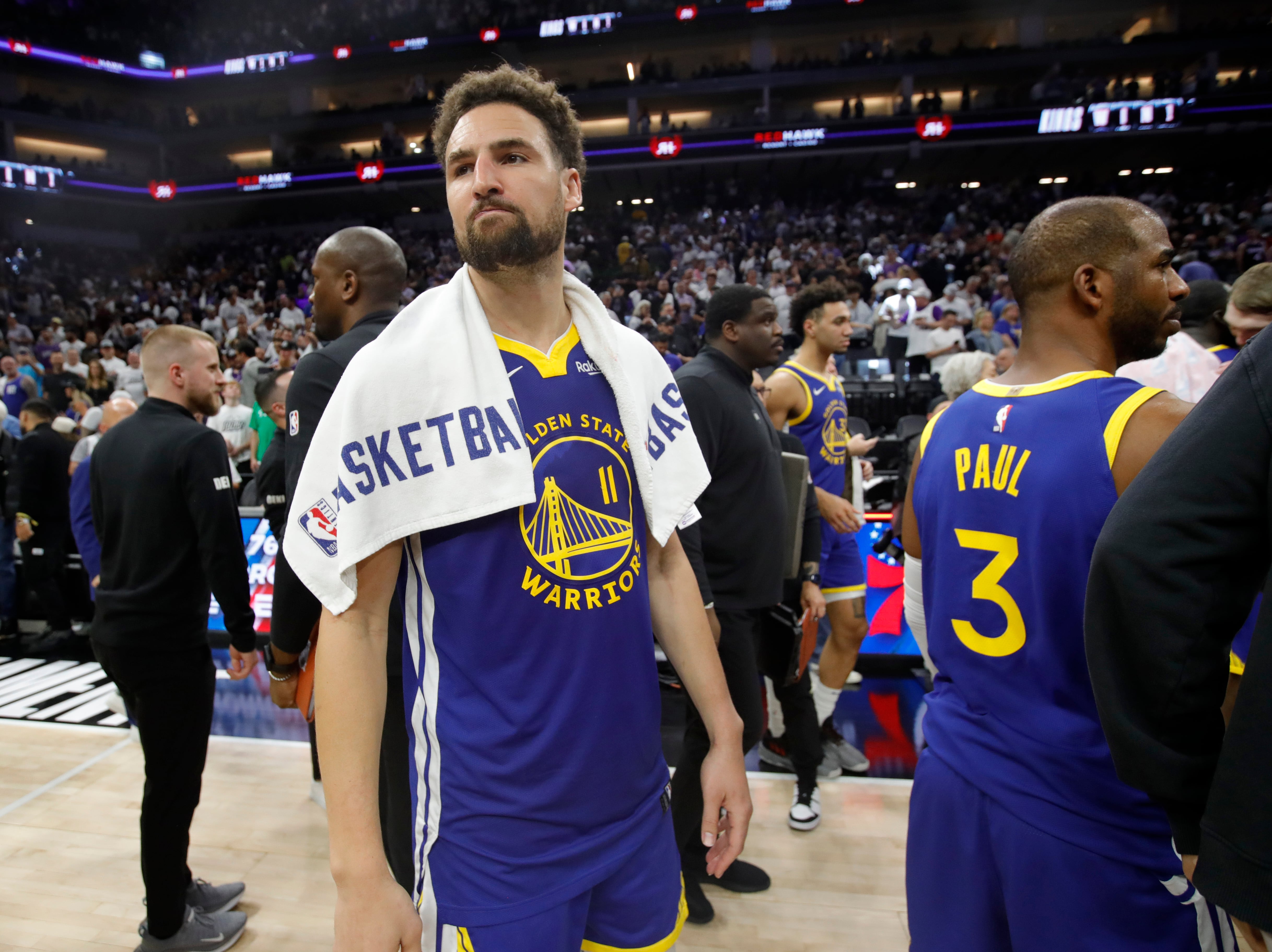 Klay Thompson, durante uno de sus últimos partidos con los Warriors