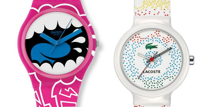 Relojes de las firmas Swatch y Lacoste