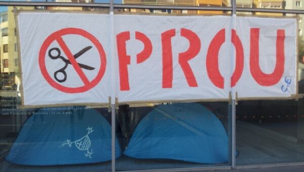 Imatge de la tancada de protesta dels treballadors de l'Hospital de Sant Pau