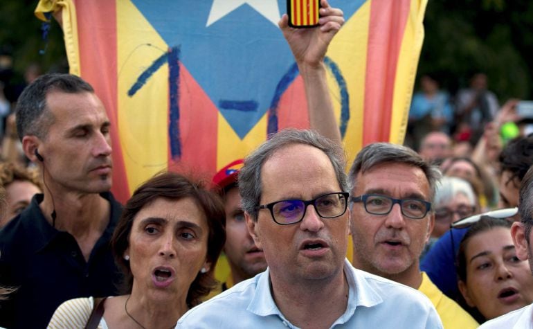 Torra en una manifestación en Barcelona a favor de los políticos presos