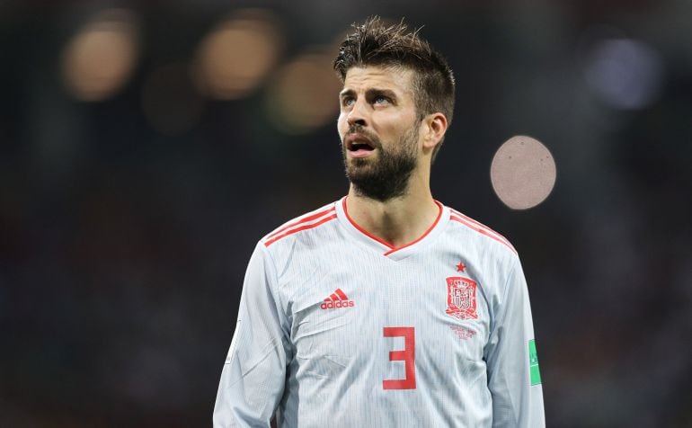 Piqué durante el partido de España en el Mundial 