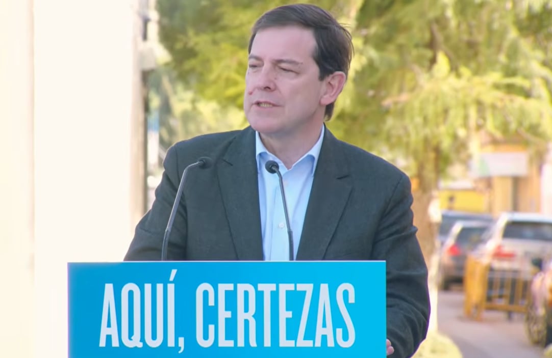 Alfonso Fernández Mañueco en el acto de precampaña en Venta de Baños