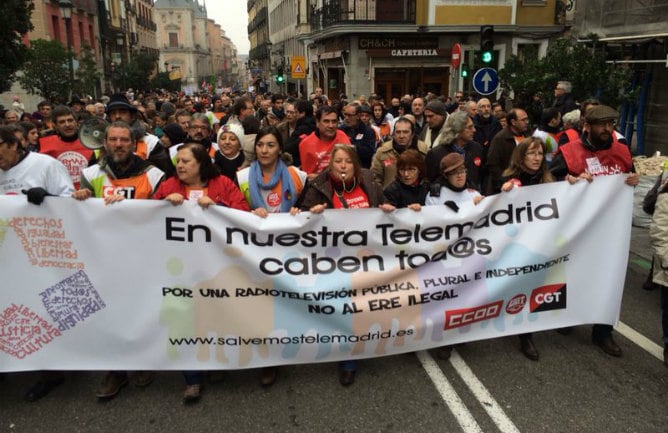 Multitudinaria manifestación en Madrid cuando se cumple un año del ERE de Telemadrid