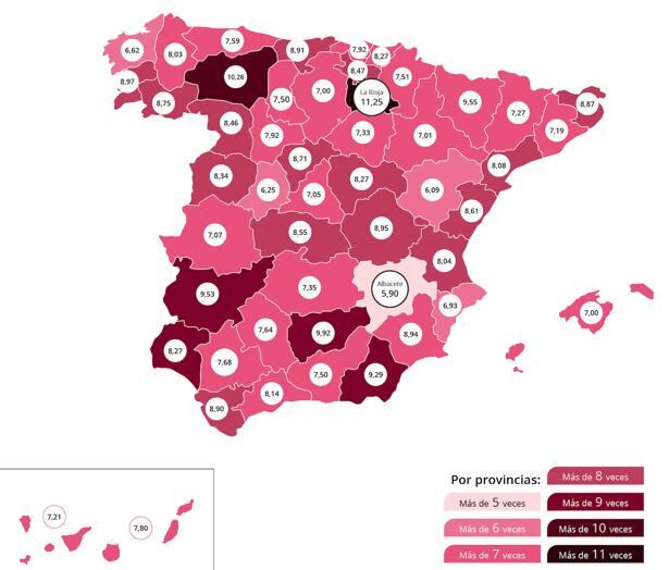 Mapa de los hábitos sexuales de las provincias españolas. Fuente: Diversual