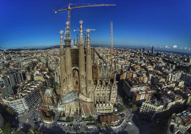 Fotografia de la Sagrada Família realitzada per un dron l'any 2014