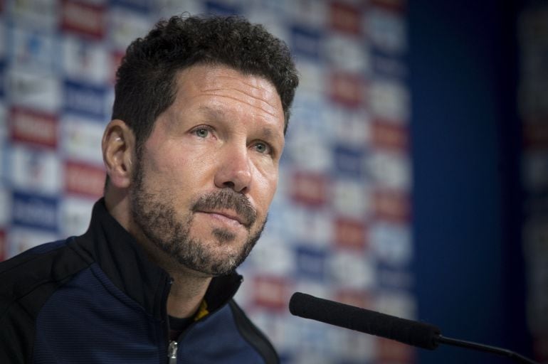 Diego Pablo Simeone, durante la rueda de prensa que ofreció en la  Ciudad Deportiva de Majadahonda