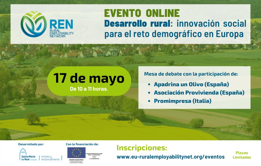 Rural Employability Network acoge el 17 de mayo un evento online con casos de éxito de inserción sociolaboral en la Europa rural