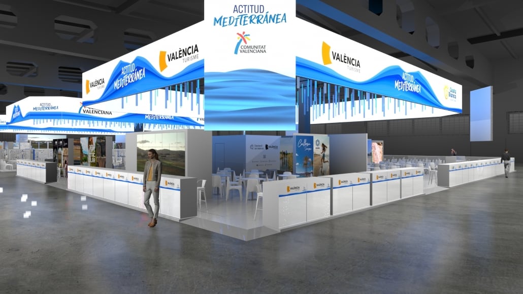 Render del stand de Fitur 2024 de la Comunitat Valenciana