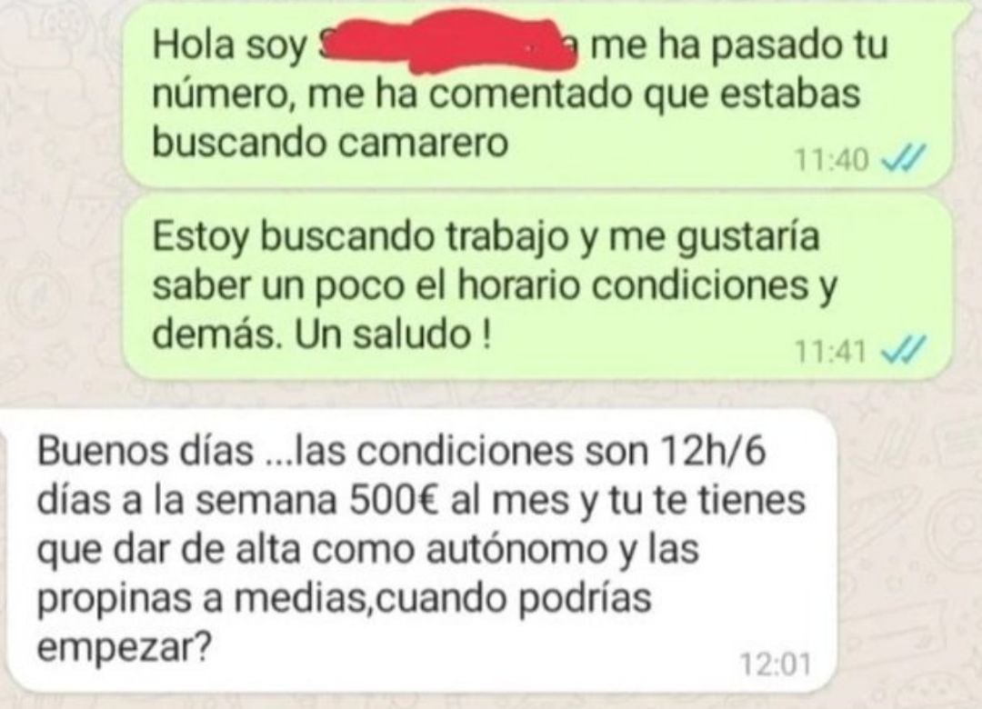 La viral oferta de trabajo para ser camarero.