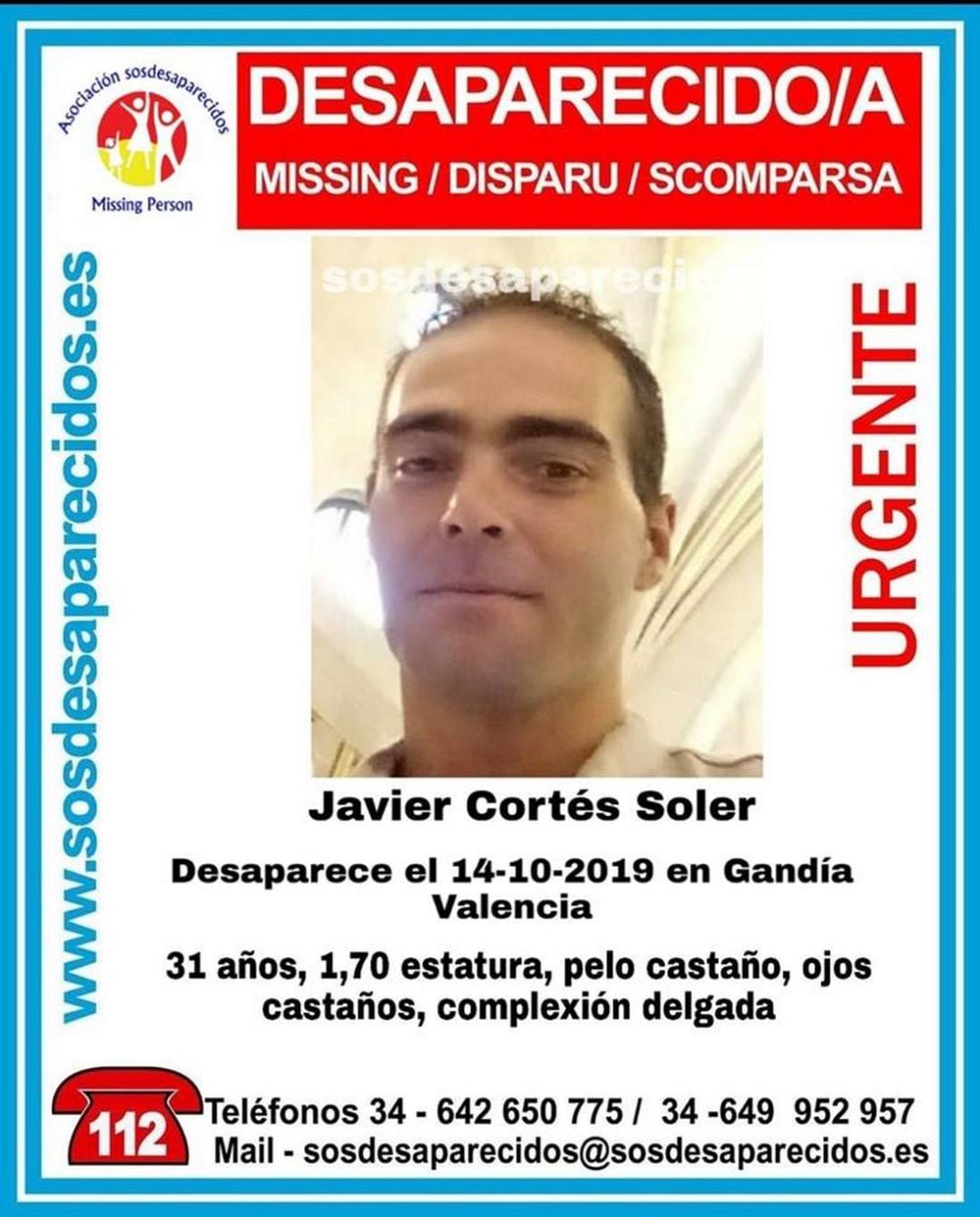 Buscan a Javier Cortés Soler. 