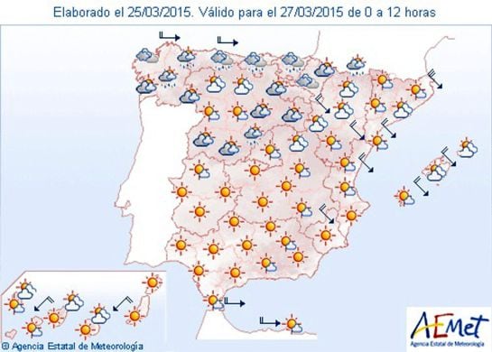 La lluvia se queda en el norte en esta previsión para el viernes 27.