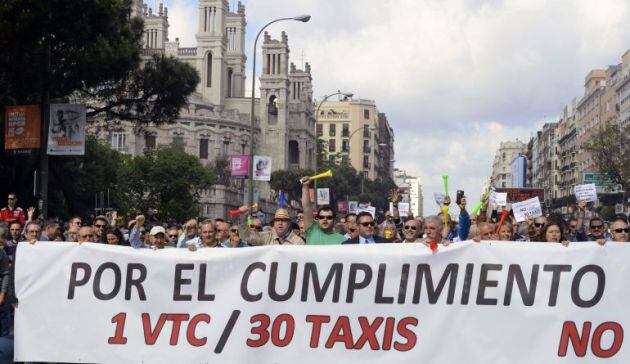 Manifestación de taxistas en Madrid