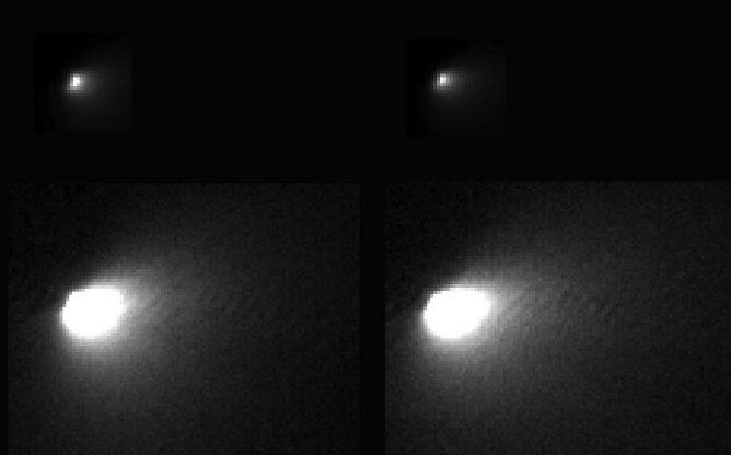 Imagen del cometa Siding Spring a su paso por el planeta rojo