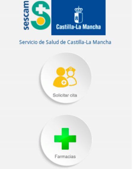 Menú de la APP gratuita del SESCAM para Android e IOS