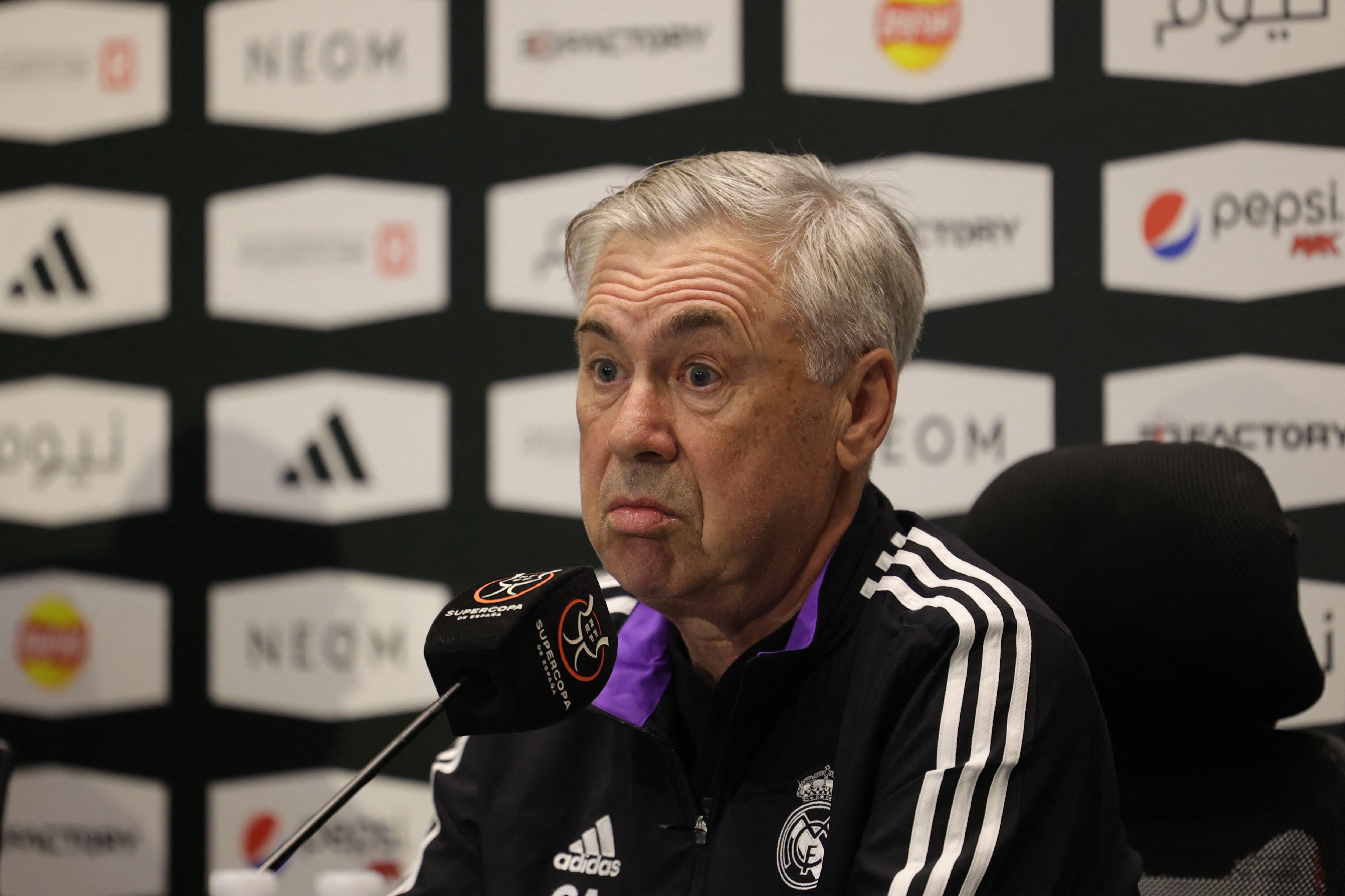 Ancelotti en sala de prensa.