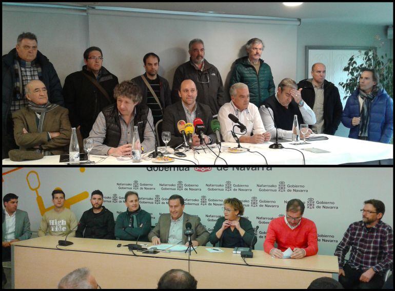 Los equipos de Rafa Del Amo y Luis Virto en la presentación de sus candidaturas a la Asamblea para la elección del presidente de la FNF 
