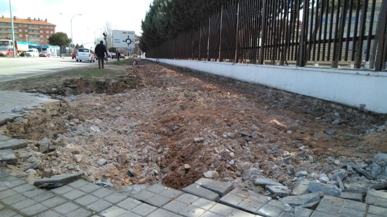 Las obras de canalización de la red de calor han comenzado en las aceras de la Avenida Luis Mateos