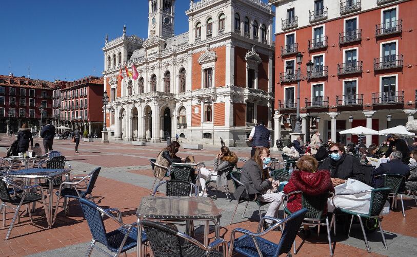 Una terraza ubicada en la Plaza Mayor de Valladolid