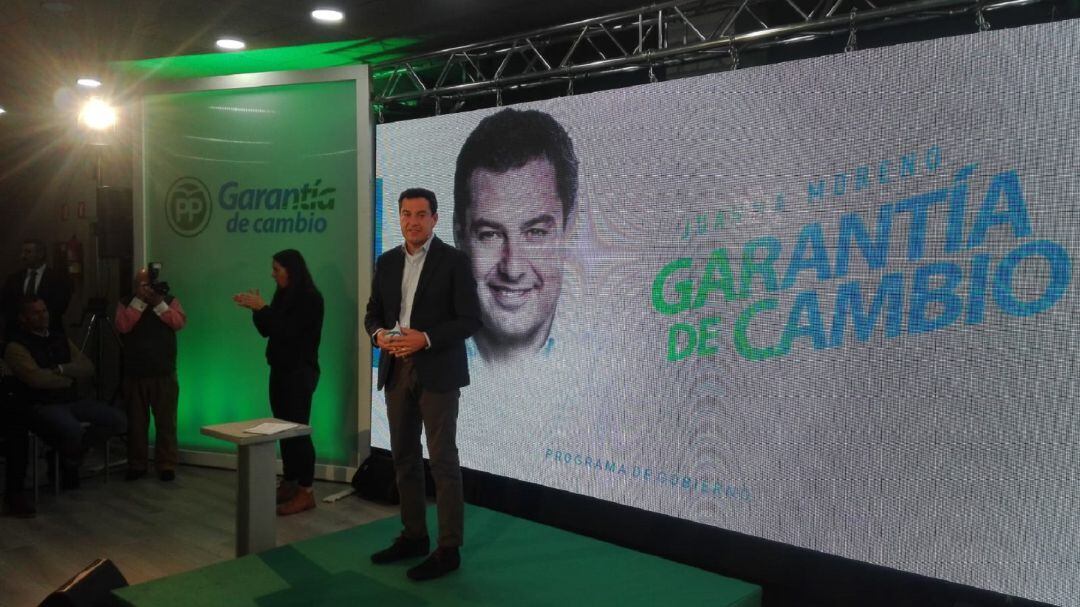 Juan Manuel Moreno Bonilla, presentando el programa electoral del PP para las andaluzas en Córdoba.