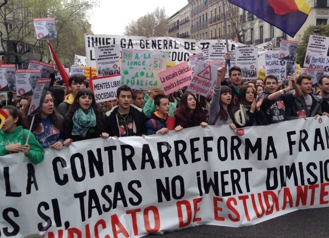 Cabecera de la manifestación estudiantil en Madrid