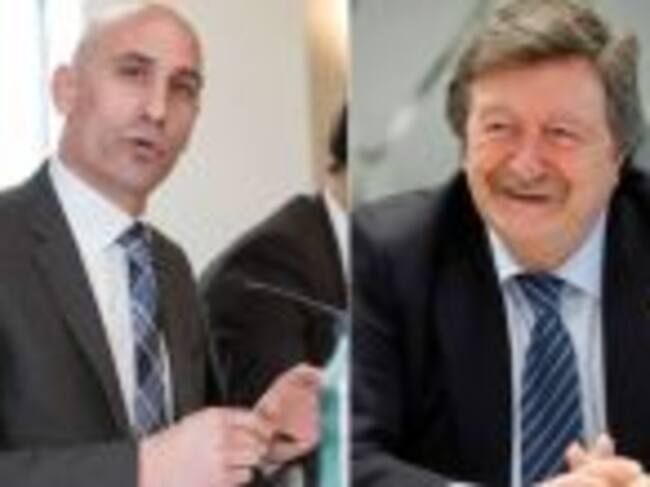 Larrea y Rubiales en una rueda de prensa.