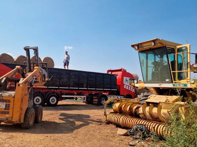 El camión de Desguaces Úbeda fue hasta Benifaió para cargar las 16 toneladas de paja y trasladarlas a Zamora