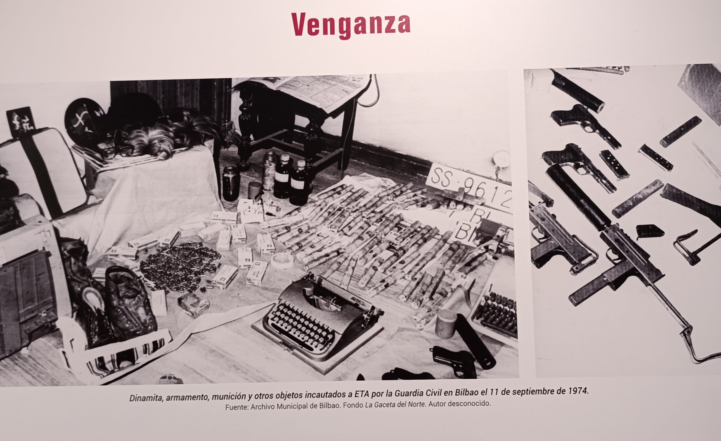 Imágenes de la exposición sobre el primer atentado masivo de ETA en 1974