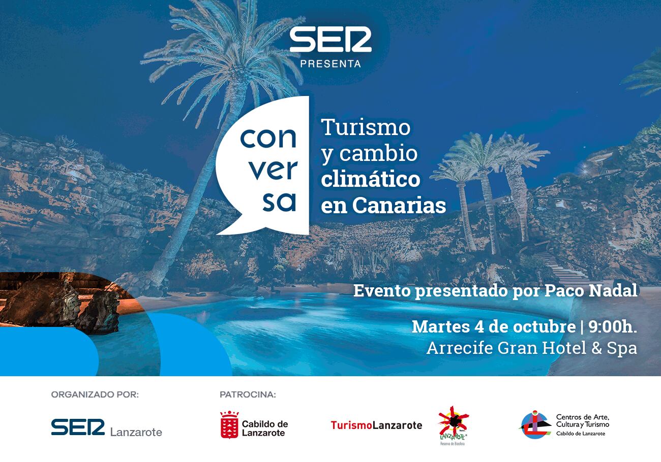 Cartel de &quot;Conversa Turismo y Cambio Climático&quot;.