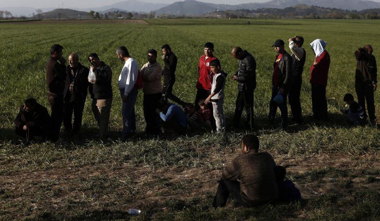 Refugiats al camp d'Idomeni.