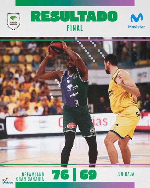 El Unicaja cosechó su tercera derrota consecutiva al perder ante el Gran Canaria